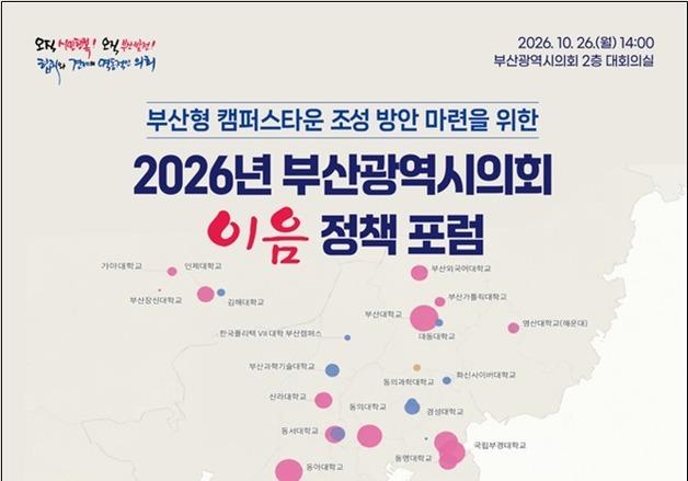 부산시의회, 청년·대학·지역 상생 위한 '부산형 캠퍼스타운' 조성 모색