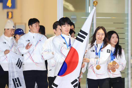 밀라노·코르티나담페초 동계올림픽 선수단 '금의환향'