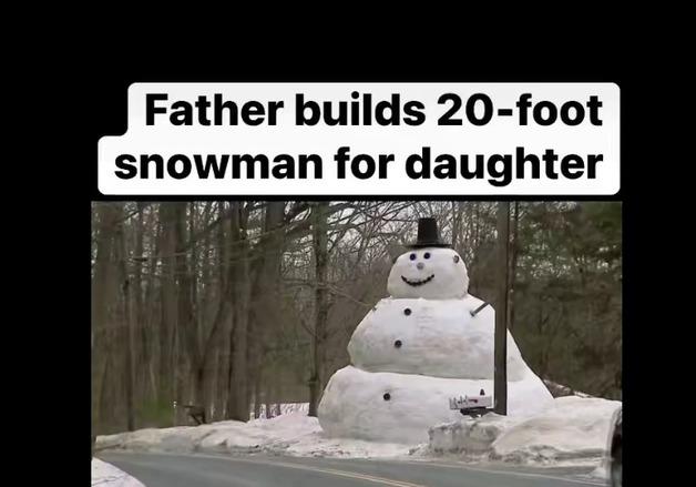 폭설이 더 키운 7m 높이 초대형 눈사람…美 아빠의 육아 탈출기
