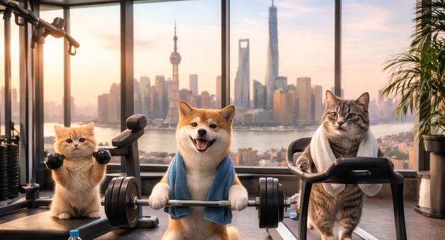 상하이에 월 42만원 반려동물 헬스장…"개들도 헬스 경쟁?"