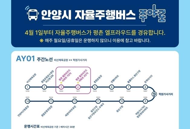 안양시 자율주행 버스 '주야로' 주간 노선 확대…배차 30분으로 단축