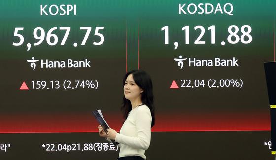 [뉴스1PICK]코스피 장중 6000선 터치 후 5967선 마감…반도체주 강세 영향