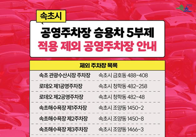 속초시, 공영주차장 5부제 '일부 제외'…"상권·관광 고려"