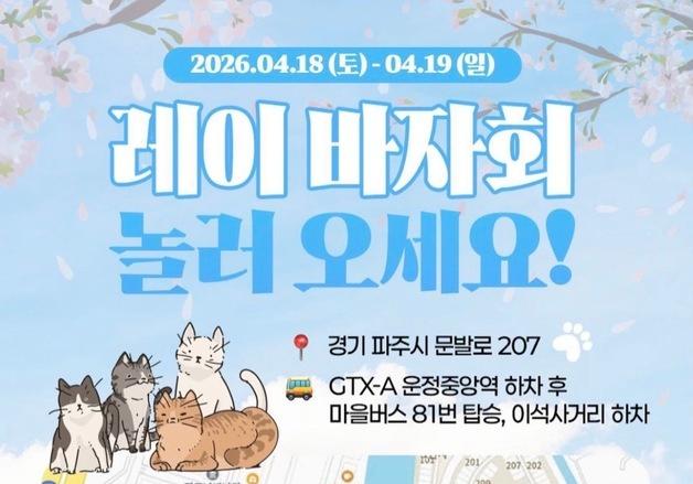 "벚꽃 아래 200마리 고양이"…파주 디어레이 바자회 18~19일 개최