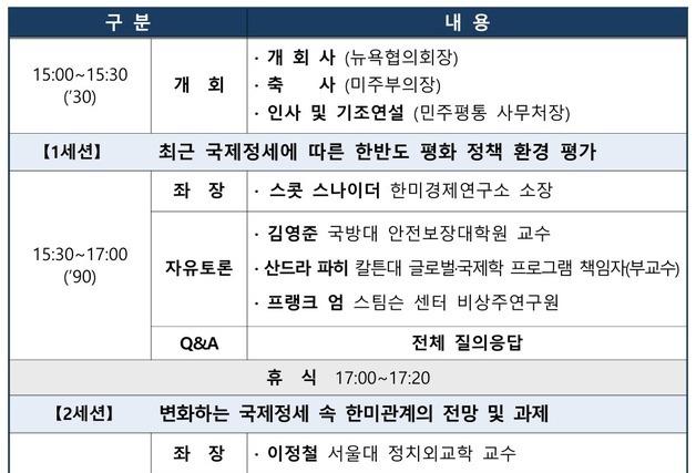 민주평통, 뉴욕서 '한미 평화통일포럼' 개최…국제 공조 논의