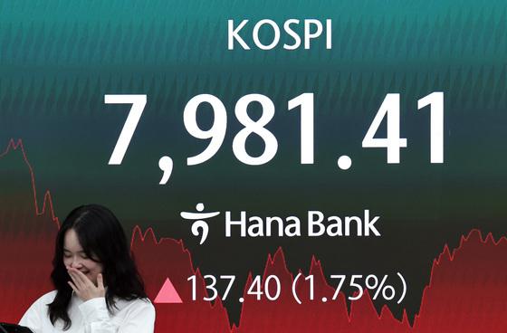 코스피 7981.41 사상 최고치 마감...8천피 눈앞