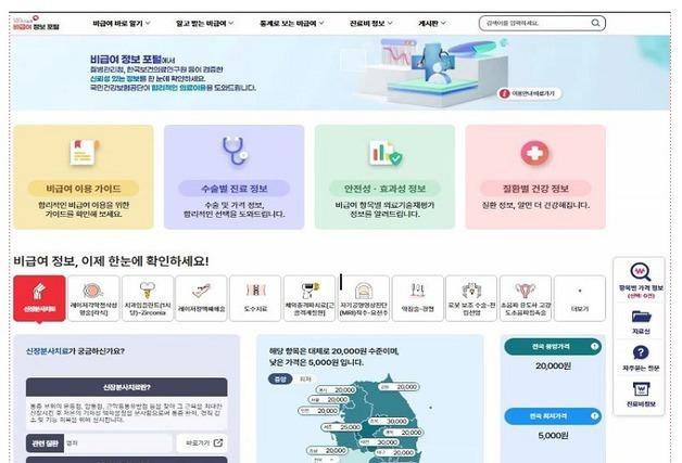 비급여 가격, 입원 질병 진료비 비교 한눈에…건보공단 포털 개편