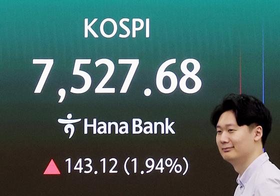 [뉴스1 PICK]코스피 장 초반 7500 돌파, 사상 최고치 경신