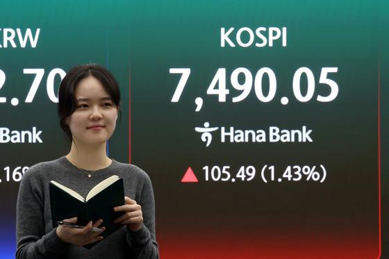 외인 7조 '매도 폭탄' 개미가 막았다…코스피 사상 첫 7400선 마감 [시황종합]