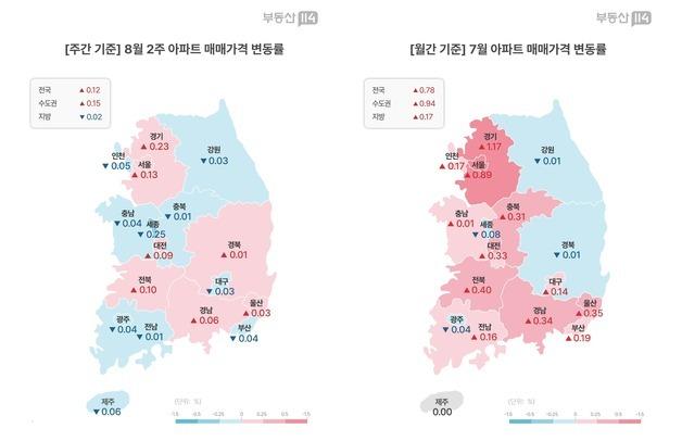 8·13 공급대책 전 전국 아파트값 0.12%↑…경기 0.23% 상승
