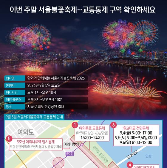 [오늘의 그래픽] 이번 주말 서울불꽃축제…교통통제 구역 확인하세요