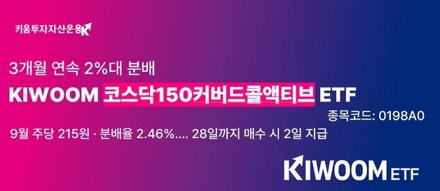 KIWOOM 코스닥150커버드콜액티브 ETF, 9월 주당 215원 분배