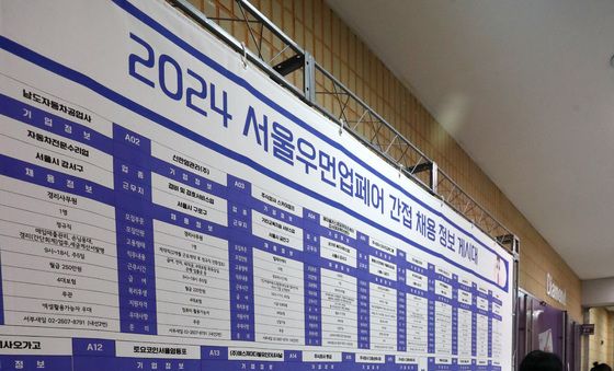 채용 정보 살펴보는 구직희망 여성