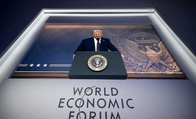 [포토] 다보스 포럼서 화상 연설하는 트럼프 미국 대통령
