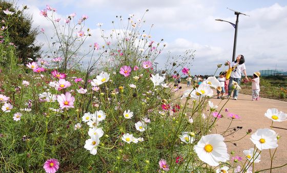 가을 산책 나온 어린이들