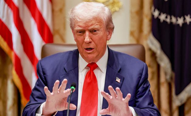 [포토]밀레이 아르헨 대통령과 정상회담에서 발언하는 트럼프