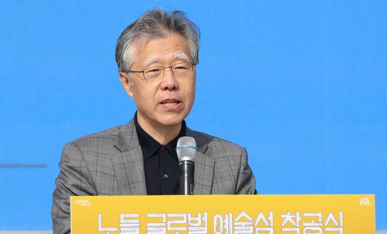 '노들 글로벌 예술섬' 착공식 사업설명하는 진교남