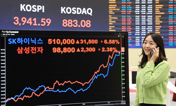 사상 처음으로 합산 시총 1000조 돌파한 삼성전자와 SK하이닉스