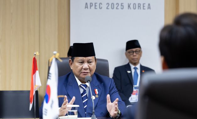 발언하는 프라보워 수비안토 인도네시아 대통령