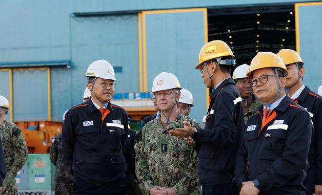 美 방문 해군참모총장, 한화오션 거제사업장