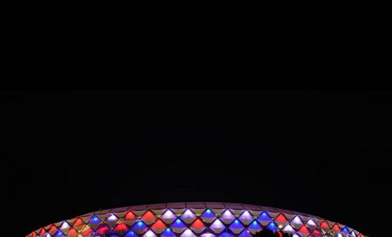 이재명 대통령 국빈 방문 환영 태극기 조명