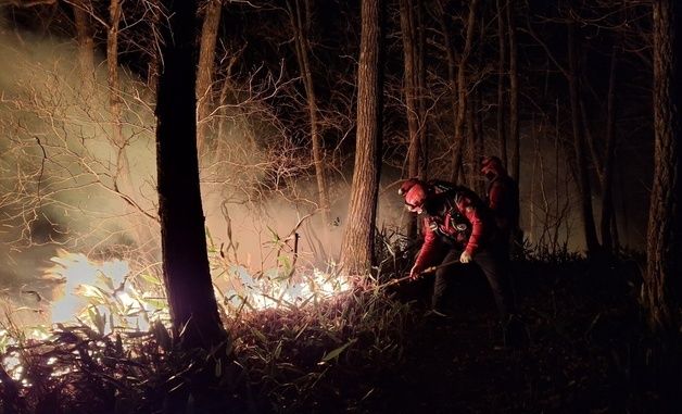 양양 산불 진화하는 소방대원들