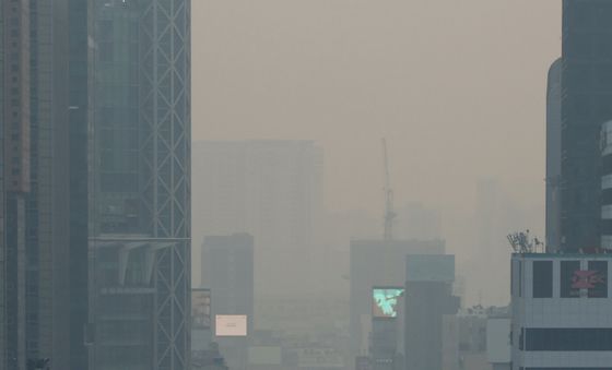 온화한 날씨 가운데 미세먼지 '나쁨'