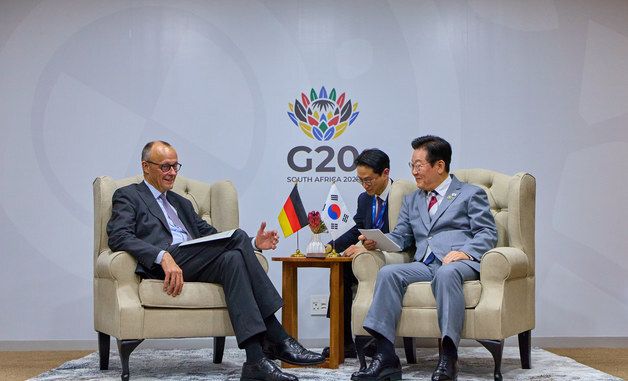 한·독일 정상회담 하는 이재명 대통령