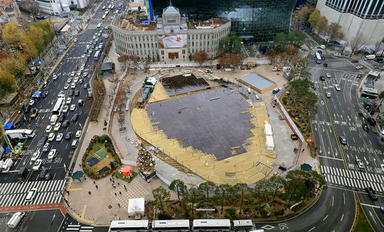 서울시청 앞에 설치되는 스케이트장
