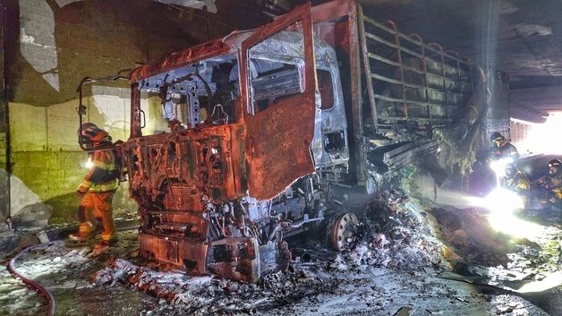 울산 옥현지하차도 트럭 화재