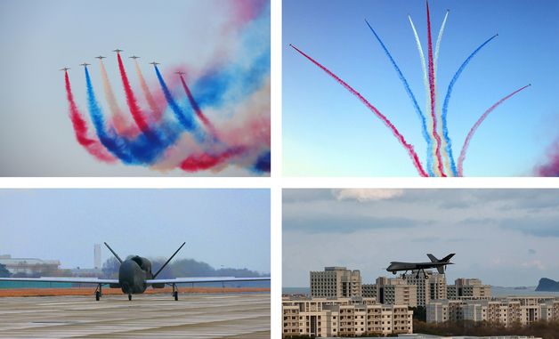 '공군 창설 80주년' 맞은 北…인공기 색으로 하늘 물들여