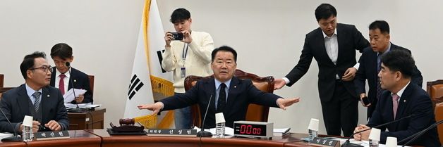 [국감]여야 간사 만류하는 신성범 위원장