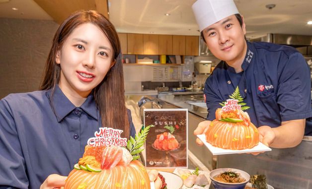 현대그린푸드 본가스시, 연말 이색 신메뉴 '스시 케이크' 출시