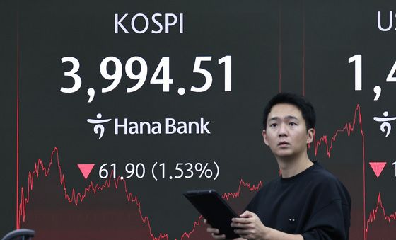 코스피, 다시 4000선 아래로