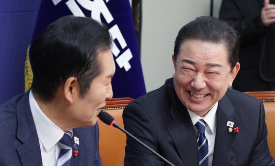 대화하는 정청래·김병기