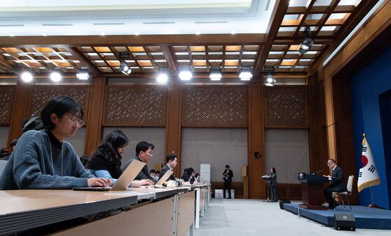 미국·캐나다·일본 방문 관련 브리핑 하는 위성락 안보실장