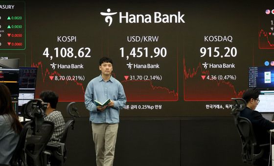 코스피-코스닥-원달러환율 '동반 하락'