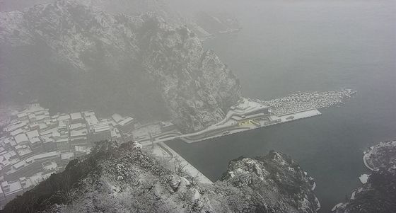 은빛 세상이 된 울릉도