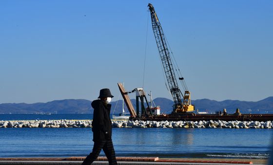 포항 영일대해수욕장 수중 잠제 공사