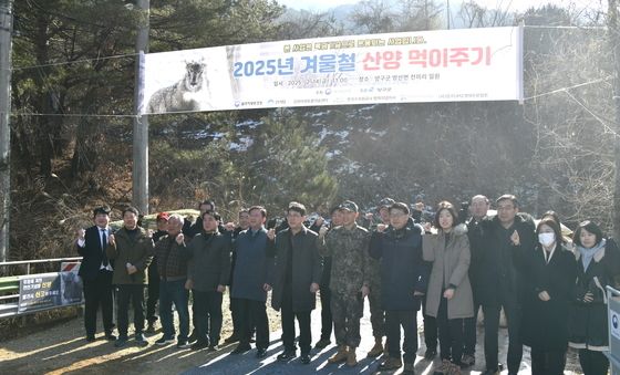 산양 먹이주기 행사