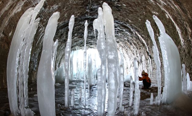 강추위에 솟아난 '역고드름'