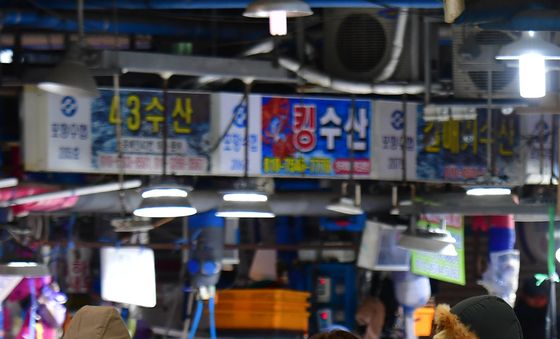 꽁꽁 얼어붙은 죽도어시장