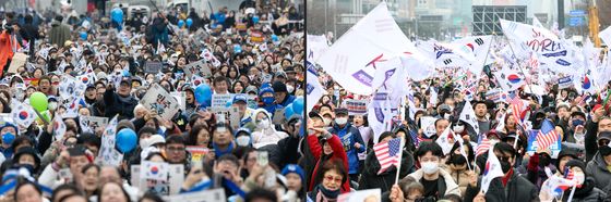 3·1절, 탄핵 찬반으로 나뉜 서울 도심