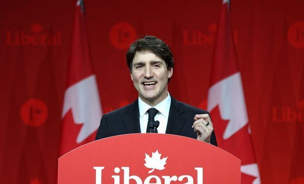 [포토] 카니 차기 총리 선출된 뒤 연설하는 트뤼도 加 총리