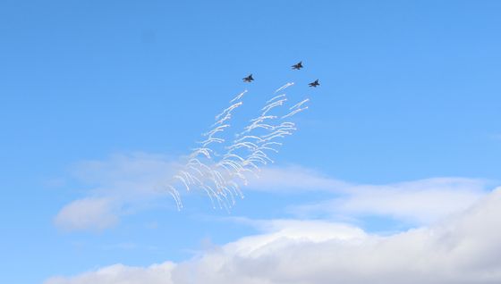 적진에 공대지폭탄 투하 마친 F-15K