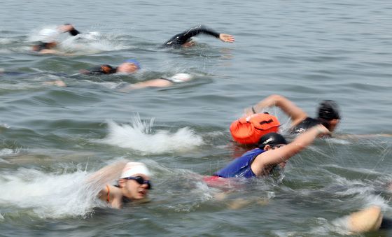 '느려도 괜찮아' 한강수영 하는 시민들