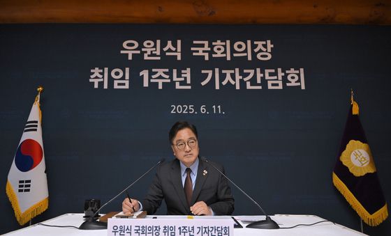 취임 1주년 기자간담회 하는 우원식 의장