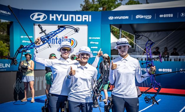 소채원·한승연·심수인, 컴파운드 여자 단체전 우승