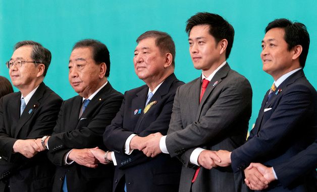 [포토] TV토론회 앞둔 일본 정당 대표들