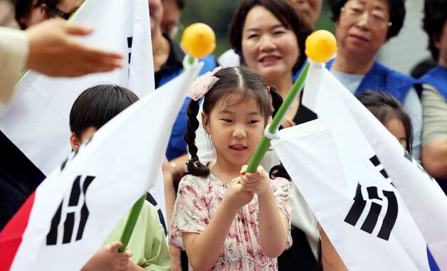 제헌절 앞두고 흩날리는 태극기
